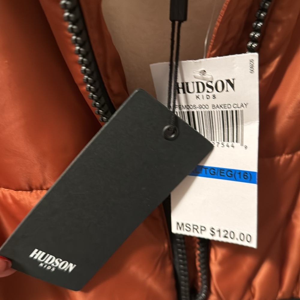 NWT Hudson Puffer Coat Faux Fur Trim in Baked Clay fleece lined. Fits women XS - Picture 5 of 16